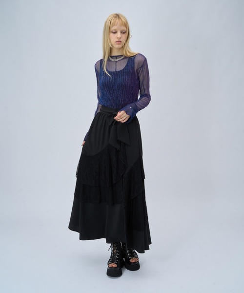 HARE（ハレ）の「シアープリーツフレアカットLS(HARE)（Tシャツ/カットソー・レディース・ブラック/パープル/シルバー/ブルー/レッド・FREE）」の13枚目の写真