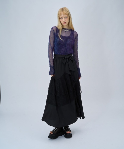 HARE（ハレ）の「シアープリーツフレアカットLS(HARE)（Tシャツ/カットソー・レディース・ブラック/パープル/シルバー/ブルー/レッド・FREE）」の14枚目の写真