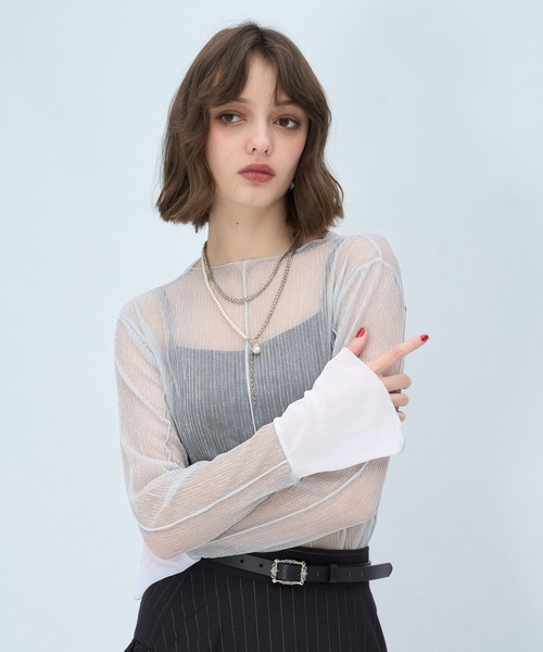 HARE（ハレ）の「シアープリーツフレアカットLS(HARE)（Tシャツ/カットソー・レディース・ブラック/パープル/シルバー/ブルー/レッド・FREE）」の17枚目の写真