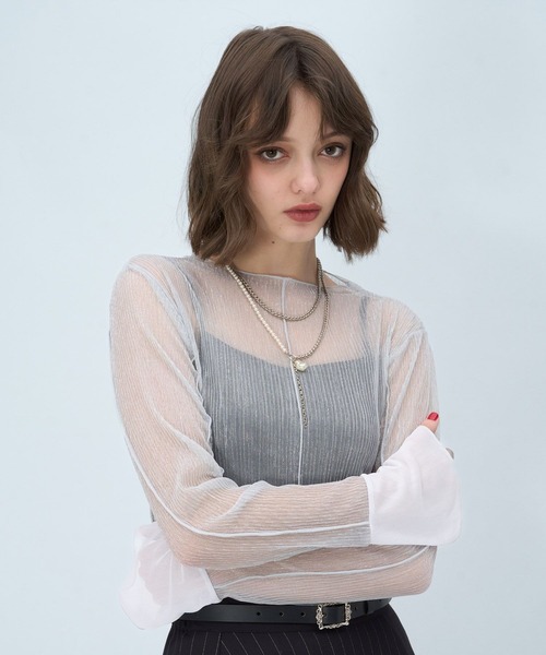 HARE（ハレ）の「シアープリーツフレアカットLS(HARE)（Tシャツ/カットソー・レディース・ブラック/パープル/シルバー/ブルー/レッド・FREE）」の18枚目の写真