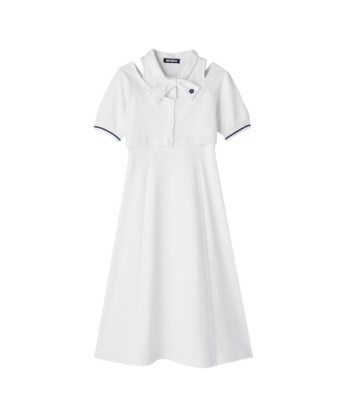 MARY QUANT(マリークワント)の「レイヤードデザインポロ ワンピース(ワンピース・レディース・ブラック/ホワイト/ブルー・M)」の4枚目の写真