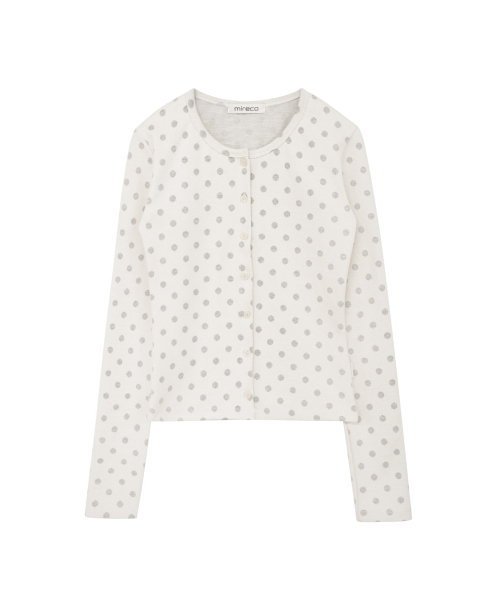 MIRECO（ミレコ）の「SOFT DOT JACQUARD CARDIGAN IVORY（カーディガン/ボレロ・レディース・その他・FREE）」の4枚目の写真