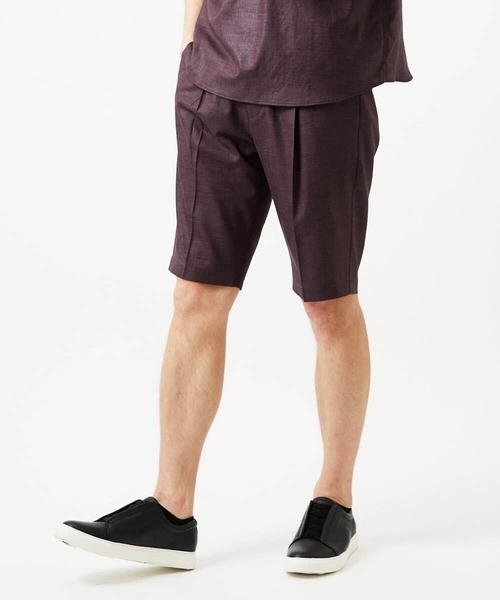 MICHEL KLEIN HOMME (ミッシェルクランオム)の「【セットアップ】ワンタックイージーショートパンツ(その他パンツ・メンズ・ダークグレー/パープル・MEDIUM/LARGE/X-LARGE)」の2枚目の写真