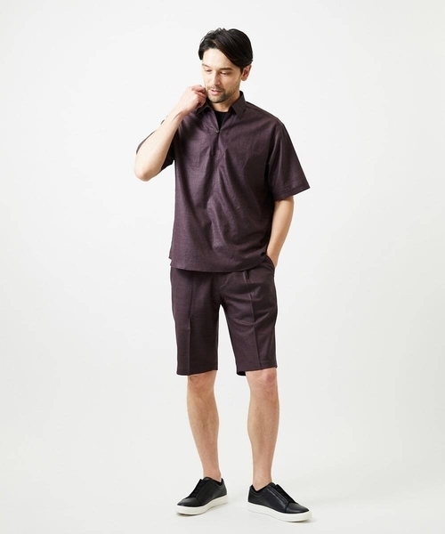 MICHEL KLEIN HOMME (ミッシェルクランオム)の「【セットアップ】ワンタックイージーショートパンツ(その他パンツ・メンズ・ダークグレー/パープル・MEDIUM/LARGE/X-LARGE)」の16枚目の写真