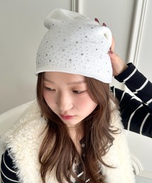 CLEA（クレア）の「ラインストーンビジュー付きニット帽（ニットキャップ/ビーニー・レディース）」
