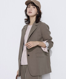 COMME CA Wardrobe（コムサワードローブ）の「〔 +サイズ 〕 【セットアップ対応】パウダープレーンストレッチ ロングジャケット（スーツジャケット）」
