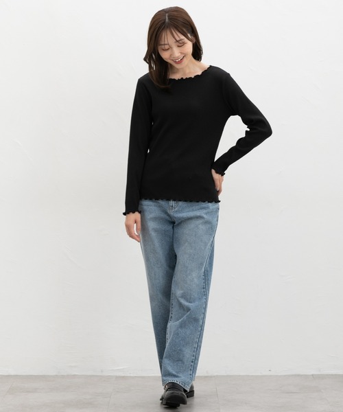 Honeys(ハニーズ)の「メロー使いトップス(Tシャツ/カットソー・レディース・ブラウン系その他2/アイボリー/ボルドー/ベージュ系その他2/ブラック・M/LL/L/S)」の9枚目の写真