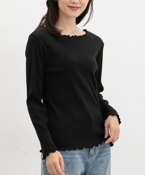 Honeys(ハニーズ)の「メロー使いトップス(Tシャツ/カットソー・レディース・ブラウン系その他2/アイボリー/ボルドー/ベージュ系その他2/ブラック・M/LL/L/S)」の10枚目の写真