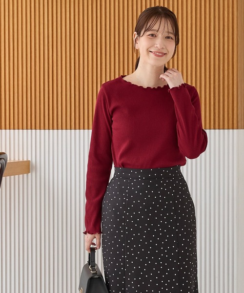 Honeys(ハニーズ)の「メロー使いトップス(Tシャツ/カットソー・レディース・ブラウン系その他2/アイボリー/ボルドー/ベージュ系その他2/ブラック・M/LL/L/S)」の12枚目の写真