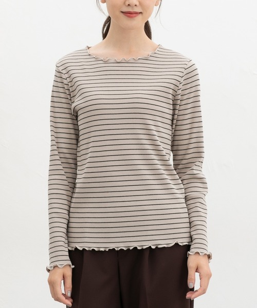 Honeys(ハニーズ)の「メロー使いトップス(Tシャツ/カットソー・レディース・ブラウン系その他2/アイボリー/ボルドー/ベージュ系その他2/ブラック・M/LL/L/S)」の15枚目の写真
