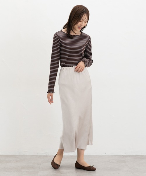 Honeys(ハニーズ)の「メロー使いトップス(Tシャツ/カットソー・レディース・ブラウン系その他2/アイボリー/ボルドー/ベージュ系その他2/ブラック・M/LL/L/S)」の16枚目の写真