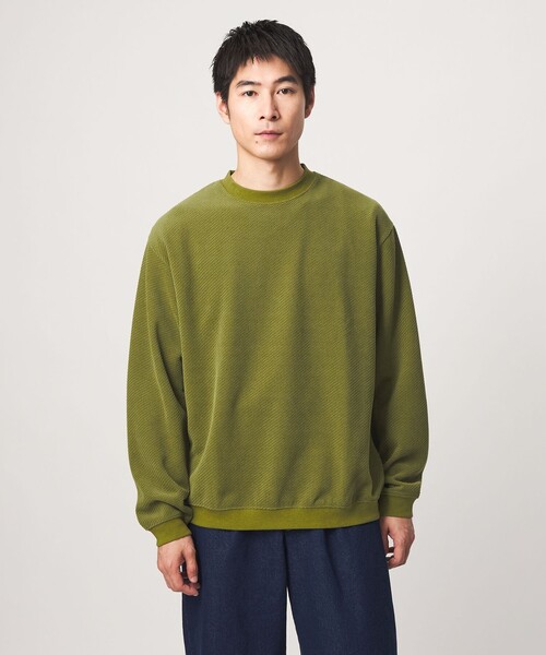 green label relaxing(グリーンレーベルリラクシング)の「モール ジャガード クルーネック 長袖 カットソー(Tシャツ/カットソー・メンズ・ダークブラウン/ライトグレー/ダークグレー/オリーブ・XL/L/M/S)」の4枚目の写真