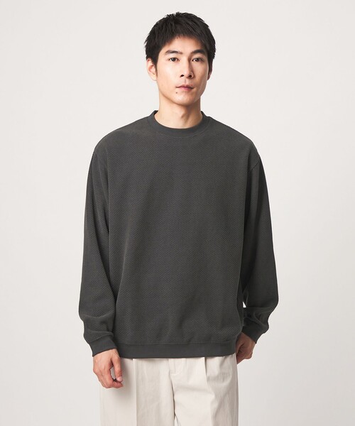green label relaxing(グリーンレーベルリラクシング)の「モール ジャガード クルーネック 長袖 カットソー(Tシャツ/カットソー・メンズ・ダークブラウン/ライトグレー/ダークグレー/オリーブ・XL/L/M/S)」の2枚目の写真