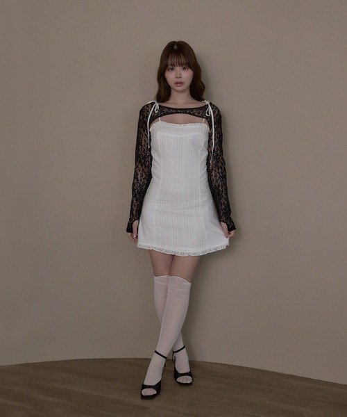 M DOLLY（エムドリー）の「Petite frill daisy mini dress / プチフリルデイジーミニドレス（ワンピース・レディース・ホワイト/ブラック・FREE）」の9枚目の写真