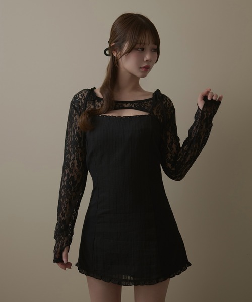 M DOLLY（エムドリー）の「Petite frill daisy mini dress / プチフリルデイジーミニドレス（ワンピース・レディース・ホワイト/ブラック・FREE）」の11枚目の写真