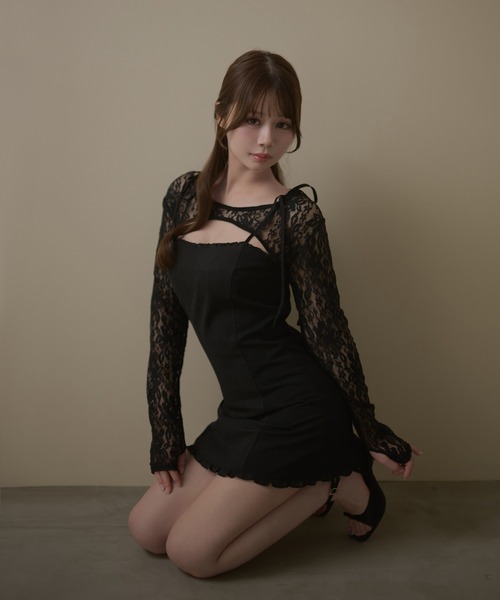 M DOLLY（エムドリー）の「Petite frill daisy mini dress / プチフリルデイジーミニドレス（ワンピース・レディース・ホワイト/ブラック・FREE）」の14枚目の写真