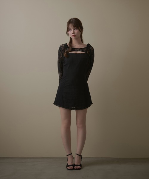 M DOLLY（エムドリー）の「Petite frill daisy mini dress / プチフリルデイジーミニドレス（ワンピース・レディース・ホワイト/ブラック・FREE）」の15枚目の写真