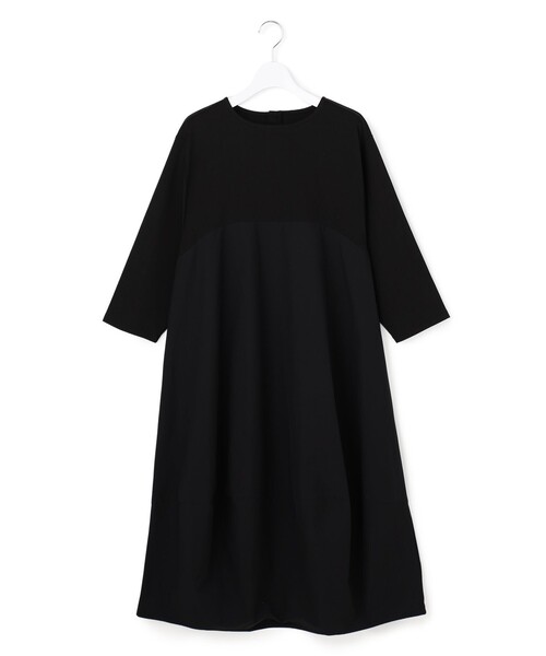 J.PRESS YORK STREET(ジェイプレスヨークストリート)の「【WOMEN】ファブリックコンビワンピース(ワンピース・レディース・ブラック系・F)」の1枚目の写真