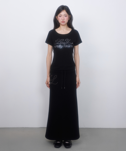 LMR(エルエムアール)の「ホットフィックスマキシスカート ブラック(スカート・レディース・ブラック・SMALL/MEDIUM)」の11枚目の写真