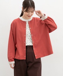 配色クルーネックカーデ