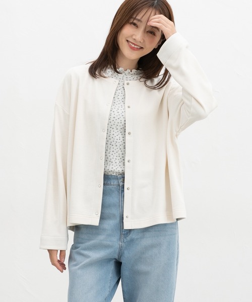 Honeys(ハニーズ)の「配色クルーネックカーデ(カーディガン/ボレロ・レディース・ヘザーチャコール/レンガ/グリーン/ブラック/アイボリー・F)」の1枚目の写真