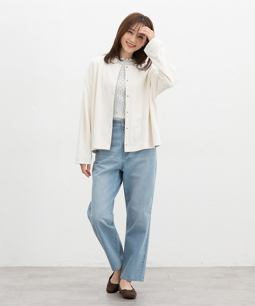 Honeys(ハニーズ)の「配色クルーネックカーデ(カーディガン/ボレロ・レディース・ヘザーチャコール/レンガ/グリーン/ブラック/アイボリー・F)」の6枚目の写真