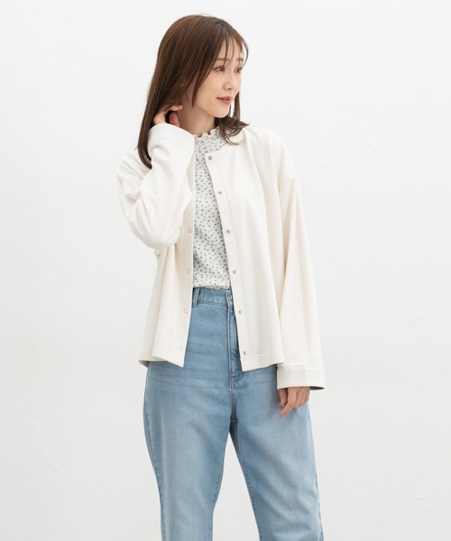 Honeys(ハニーズ)の「配色クルーネックカーデ(カーディガン/ボレロ・レディース・ヘザーチャコール/レンガ/グリーン/ブラック/アイボリー・F)」の7枚目の写真