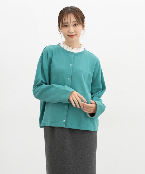 Honeys(ハニーズ)の「配色クルーネックカーデ(カーディガン/ボレロ・レディース・ヘザーチャコール/レンガ/グリーン/ブラック/アイボリー・F)」の12枚目の写真