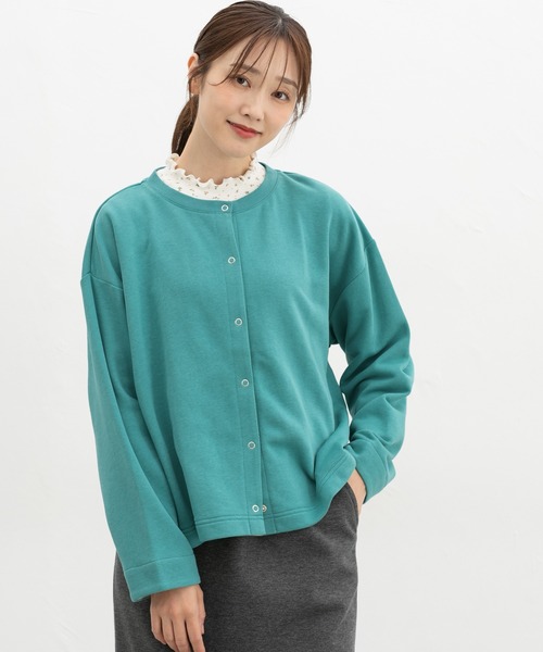 Honeys(ハニーズ)の「配色クルーネックカーデ(カーディガン/ボレロ・レディース・ヘザーチャコール/レンガ/グリーン/ブラック/アイボリー・F)」の14枚目の写真