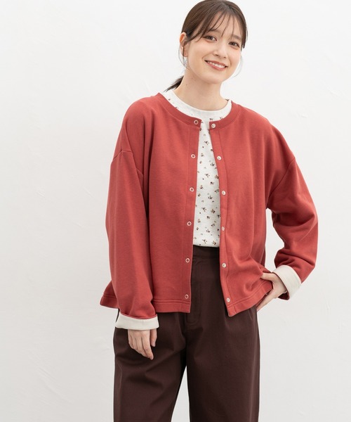 Honeys(ハニーズ)の「配色クルーネックカーデ(カーディガン/ボレロ・レディース・ヘザーチャコール/レンガ/グリーン/ブラック/アイボリー・F)」の21枚目の写真