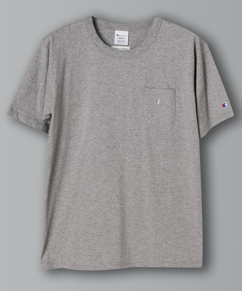 E hyphen world gallery(イーハイフンワールドギャラリー)の「ChampionポケTシャツ(Tシャツ/カットソー・レディース・杢グレー/チャコールグレー/ホワイト/ブラック/オリーブ/ネイビー・SMALL/MEDIUM)」の4枚目の写真