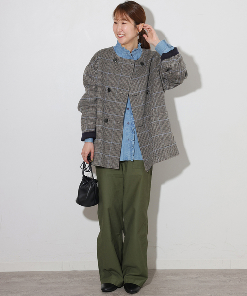 JOURNAL STANDARD relume（ジャーナルスタンダード　レリューム）の「リバーシブルノーカラーショートコート（ノーカラーコート・レディース・ブラック系その他/ライトグレー/ブラウン・38/36）」の22枚目の写真