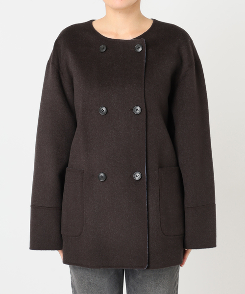 JOURNAL STANDARD relume（ジャーナルスタンダード　レリューム）の「リバーシブルノーカラーショートコート（ノーカラーコート・レディース・ブラック系その他/ライトグレー/ブラウン・38/36）」の17枚目の写真