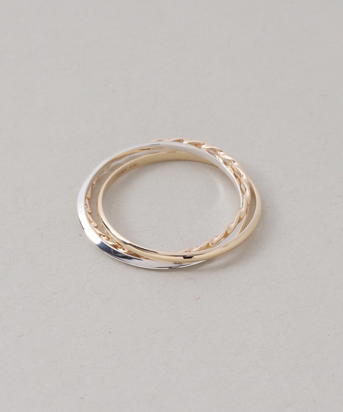 Lilas（リラ）の「【SAMH by LILAS】バイカラートリプルリング K10*SV（リング・レディース・シルバー・15 /13/11）」の5枚目の写真