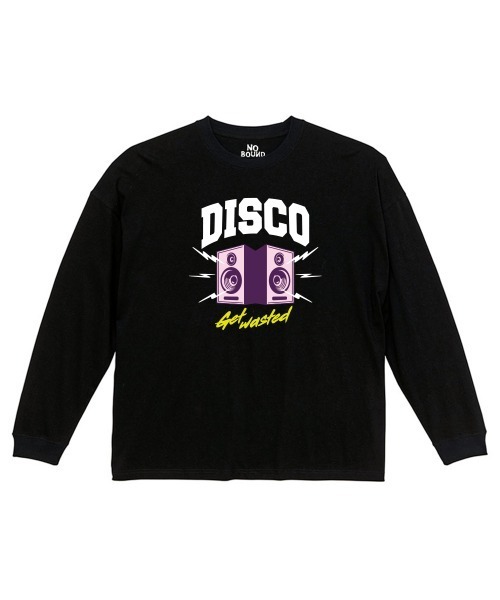NOBOUND(ノーバウンド)の「NOBOUND(ノーバウンド) 長袖Tシャツ レディース ユニセックス DISCOロゴ イラスト プリント ビッグシルエット Tシャツ 長袖 トップス カットソー ストリート カジュアル(Tシャツ/カットソー・レディース・ブラック/ホワイト/グレイッシュブルー・S)」の3枚目の写真