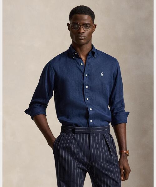 POLO RALPH LAUREN(ポロ ラルフ ローレン)の「クラシック フィット リネン シャツ(シャツ/ブラウス・メンズ・ネイビー系1・S/M/L)」の1枚目の写真
