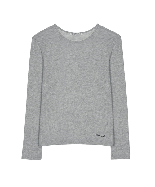 NICK&NICOLE(ニックアンドニコール)の「シアーラウンドネック長袖トップ_グレー(Tシャツ/カットソー・レディース・グレー・FREE)」の1枚目の写真