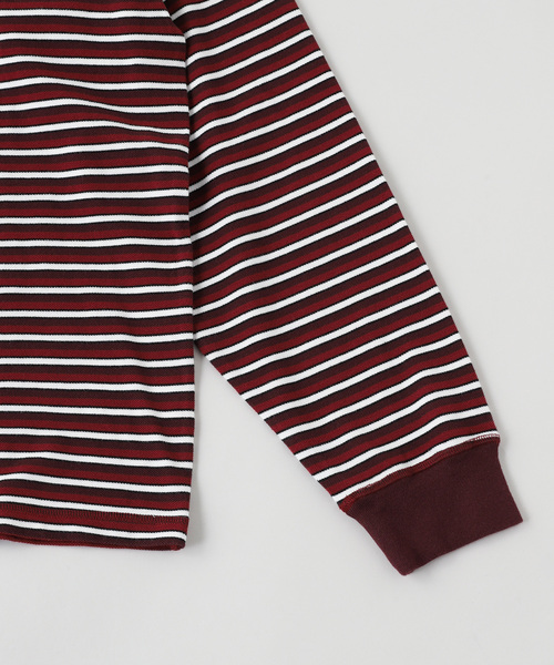 By Parra(バイパラ)の「by Parra Tripped stripes pique Long Sleeve T-Shirt(Tシャツ/カットソー・メンズ・ボルドー・LARGE/MEDIUM)」の3枚目の写真