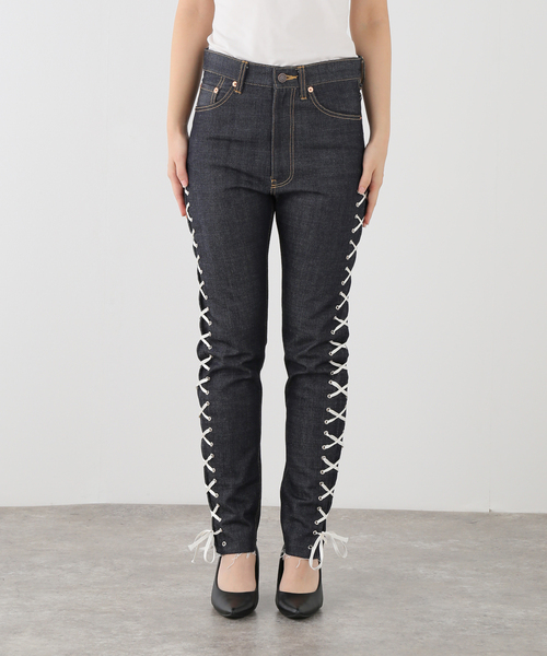 EDIT. FOR LULU（エディットフォールル）の「【Kiwanda Kiwanda/ キワンダキワンダ】 Lace Up Denim（デニムパンツ・レディース・ネイビー・28cm）」の2枚目の写真