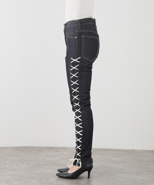 EDIT. FOR LULU（エディットフォールル）の「【Kiwanda Kiwanda/ キワンダキワンダ】 Lace Up Denim（デニムパンツ・レディース・ネイビー・28cm）」の3枚目の写真