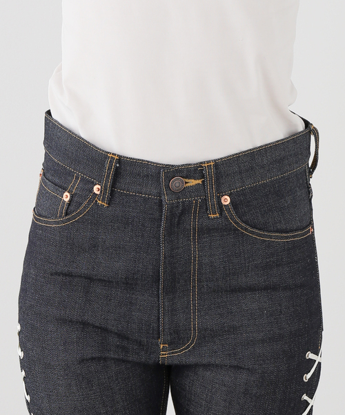 EDIT. FOR LULU（エディットフォールル）の「【Kiwanda Kiwanda/ キワンダキワンダ】 Lace Up Denim（デニムパンツ・レディース・ネイビー・28cm）」の5枚目の写真
