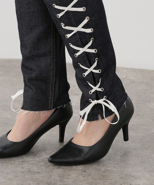 EDIT. FOR LULU（エディットフォールル）の「【Kiwanda Kiwanda/ キワンダキワンダ】 Lace Up Denim（デニムパンツ・レディース・ネイビー・28cm）」の8枚目の写真