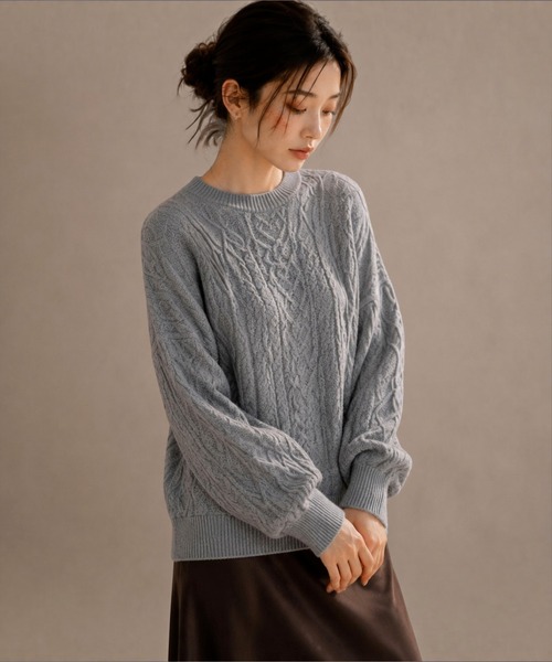 United store(ユナイテッドストア)の「オーバーサイズケーブルニットプルオーバー(ニット/セーター・レディース・グレー/ブラック・FREE)」の7枚目の写真