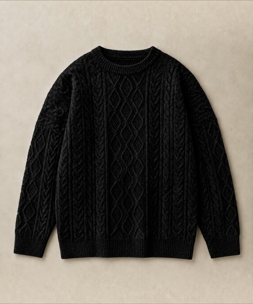 United store(ユナイテッドストア)の「オーバーサイズケーブルニットプルオーバー(ニット/セーター・レディース・グレー/ブラック・FREE)」の14枚目の写真