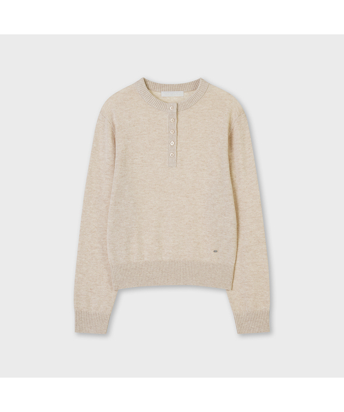 PLAC WOMEN(プレイス・ウィメン)の「カシミヤ ブレンド ヘンリーネック ニット ベージュ(ニット/セーター・レディース・ベージュ・MEDIUM/SMALL)」の1枚目の写真