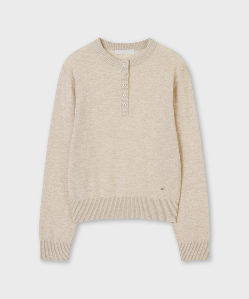 PLAC WOMEN(プレイス・ウィメン)の「カシミヤ ブレンド ヘンリーネック ニット ベージュ(ニット/セーター・レディース・ベージュ・MEDIUM/SMALL)」の3枚目の写真