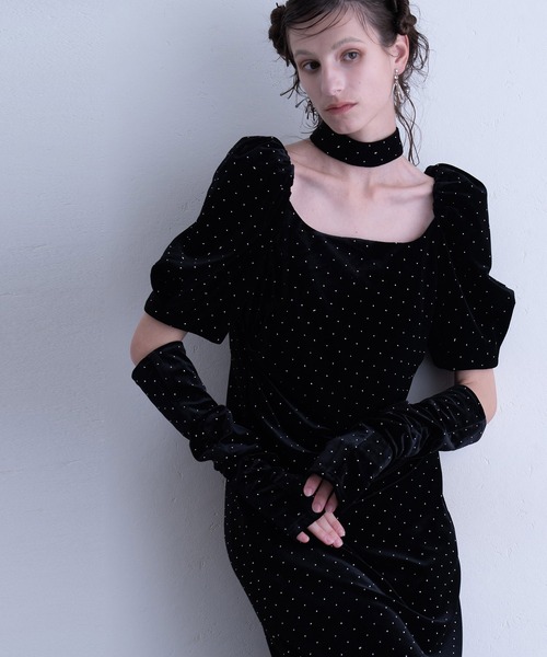 atlo(アトロ)の「グリント ベロア チョーカー パーティードレス セレモニー ミモレ丈&袖あり 結婚式二次会 フォーマル お呼ばれ オケージョンドレス 同窓会成人式(ドレス・レディース・ダークブラウン/ブラック/チャコール・L/M/S)」の9枚目の写真