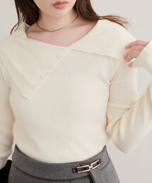 アシメカラーオフショルニット