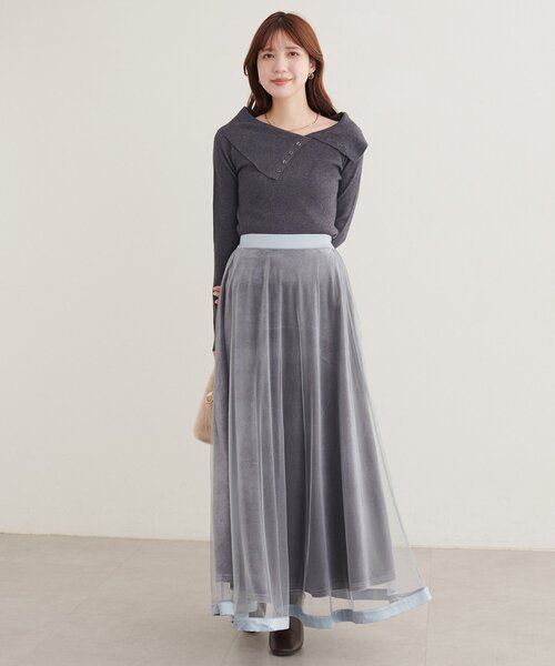 natural couture（ナチュラルクチュール）の「アシメカラーオフショルニット（ニット/セーター・レディース・ネイビー/ボルドー/チャコールグレー/ブルー/グレイッシュベージュ/アイボリー・FREE）」の20枚目の写真