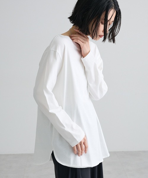 Green Parks(グリーンパークス)の「【WEB限定】裾ラウンドホワイトインナー(Tシャツ/カットソー・レディース・オフホワイト・MEDIUM/LARGE)」の1枚目の写真